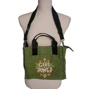 That's It canvas Crossbody floral green GIRL POWER bag purse tote